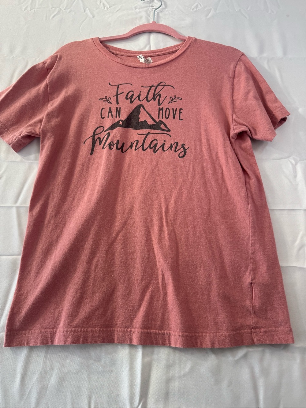 Faith Can Move Mountains Pink Womens Graphic Tee